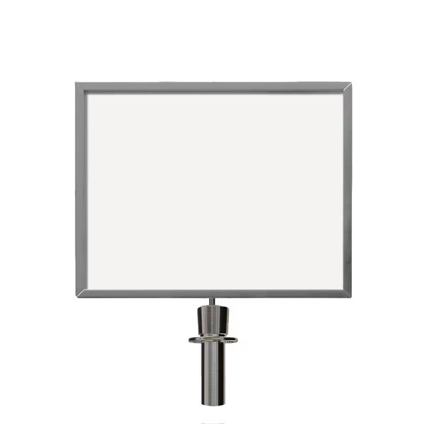 Post&Rope Stanchion SignFrame 22x28H Satin St Steel PLEASE ENTERHERE, Montour Line, Mfr#: HDSF-2228-H-SS-PR-PLSENTERDBL